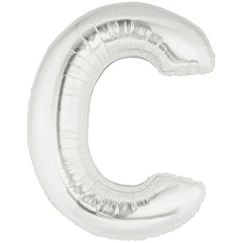 40" Large Foil Alphabet Balloons- Silver (Letter C) - Funzoop
