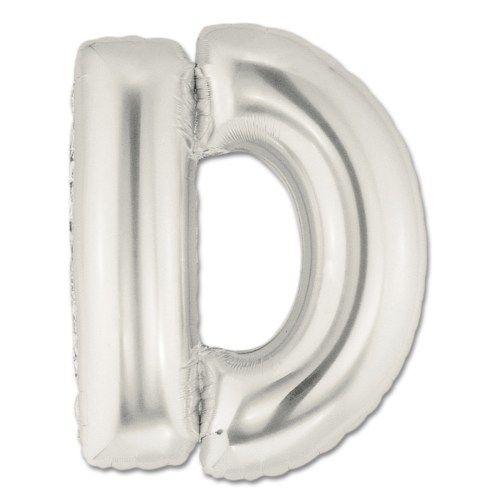 40" Large Foil Alphabet Balloons- Silver (Letter D) - Funzoop