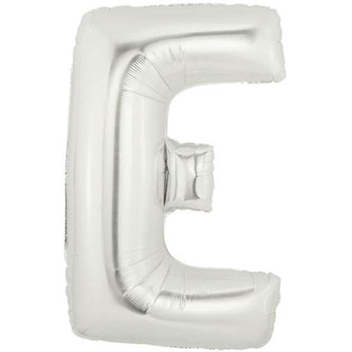 40" Large Foil Alphabet Balloons- Silver (Letter E) - Funzoop