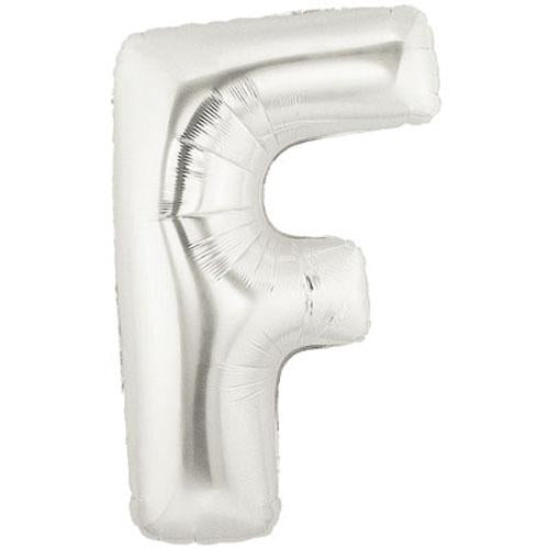 40" Large Foil Alphabet Balloons- Silver (Letter F) - Funzoop