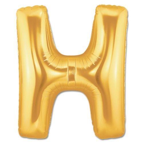 40" Large Foil Alphabet Balloons- Golden (Letter H) - Funzoop