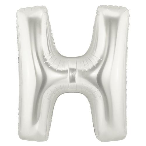 40" Large Foil Alphabet Balloons- Silver (Letter H) - Funzoop
