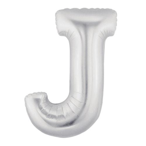 40" Large Foil Alphabet Balloons- Silver (Letter J) - Funzoop