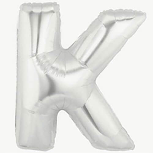 40" Large Foil Alphabet Balloons- Silver (Letter K) - Funzoop