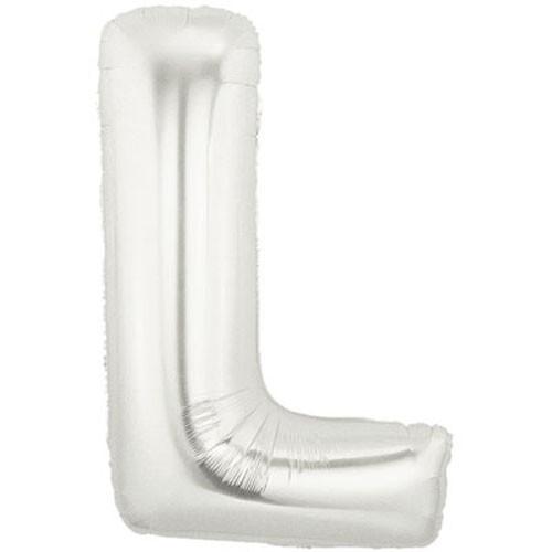 40" Large Foil Alphabet Balloons- Silver (Letter L) - Funzoop