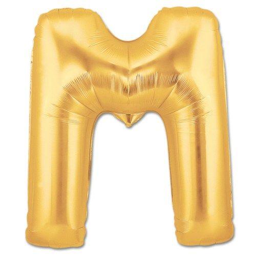 40" Large Foil Alphabet Balloons- Golden (Letter M) - Funzoop