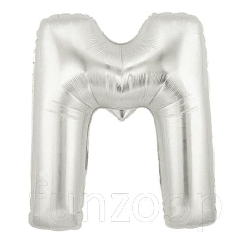 40" Large Foil Alphabet Balloons- Silver (Letter M) - Funzoop