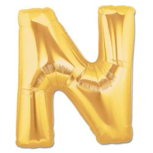 40" Large Foil Alphabet Balloons- Golden (Letter N) - Funzoop