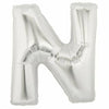 40" Large Foil Alphabet Balloons- Silver (Letter N) - Funzoop
