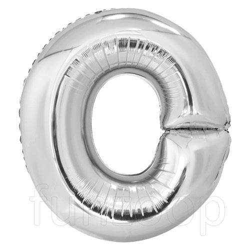 40" Large Foil Alphabet Balloons- Silver (Letter O) - Funzoop