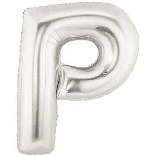 40" Large Foil Alphabet Balloons- Silver (Letter P) - Funzoop