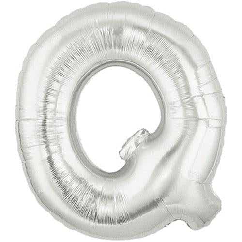 40" Large Foil Alphabet Balloons- Silver (Letter Q) - Funzoop