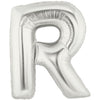 40" Large Foil Alphabet Balloons- Silver (Letter R) - Funzoop