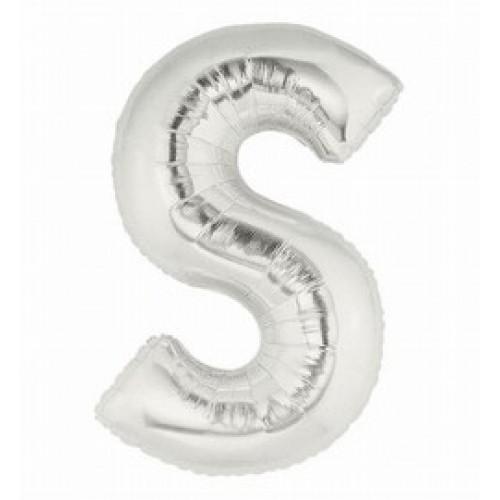 40" Large Foil Alphabet Balloons- Silver (Letter S) - Funzoop