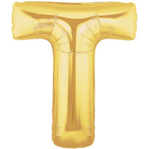 40" Large Foil Alphabet Balloons- Golden (Letter T) - Funzoop