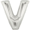 40" Large Foil Alphabet Balloons- Silver (Letter V) - Funzoop