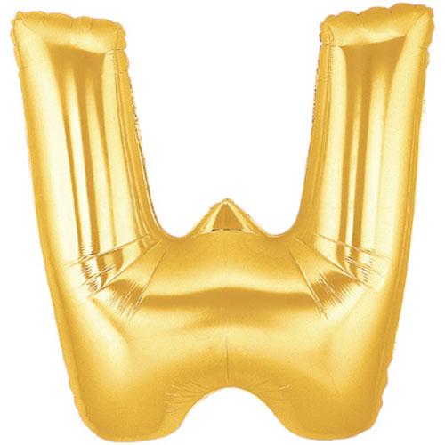 40" Large Foil Alphabet Balloons- Golden (Letter W) - Funzoop