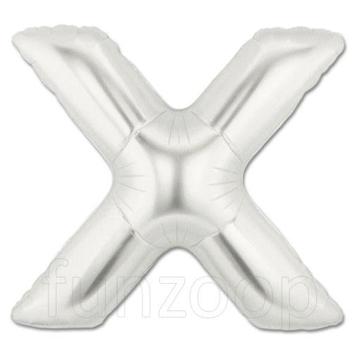 40" Large Foil Alphabet Balloons- Silver (Letter X) - Funzoop