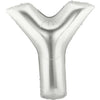 40" Large Foil Alphabet Balloons- Silver (Letter Y) - Funzoop
