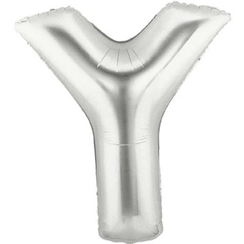 40" Large Foil Alphabet Balloons- Silver (Letter Y) - Funzoop