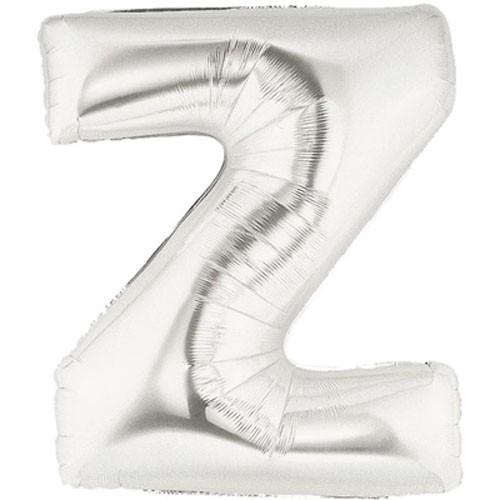 40" Large Foil Alphabet Balloons- Silver (Letter Z) - Funzoop