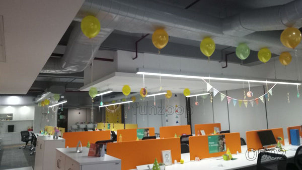 First Anniversary Decor for a leading MNC, in an event decoration layout for a themed celebration and party photographs.