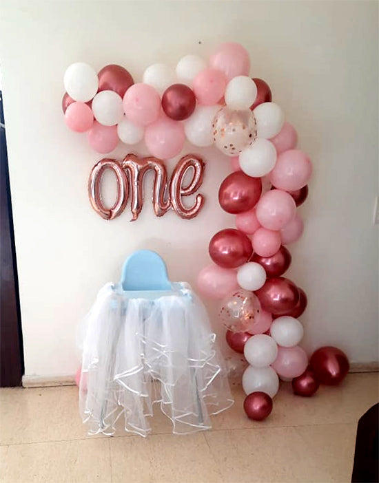 First Happy Birthday Wall Backdrop Decor, in an event decoration layout for a themed celebration and party photographs.