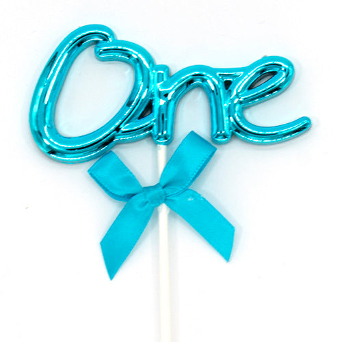 1st Birthday ONE Acrylic Cake Topper with Ribbon