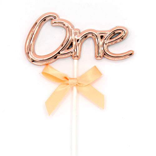 1st Birthday ONE Acrylic Cake Topper with Ribbon