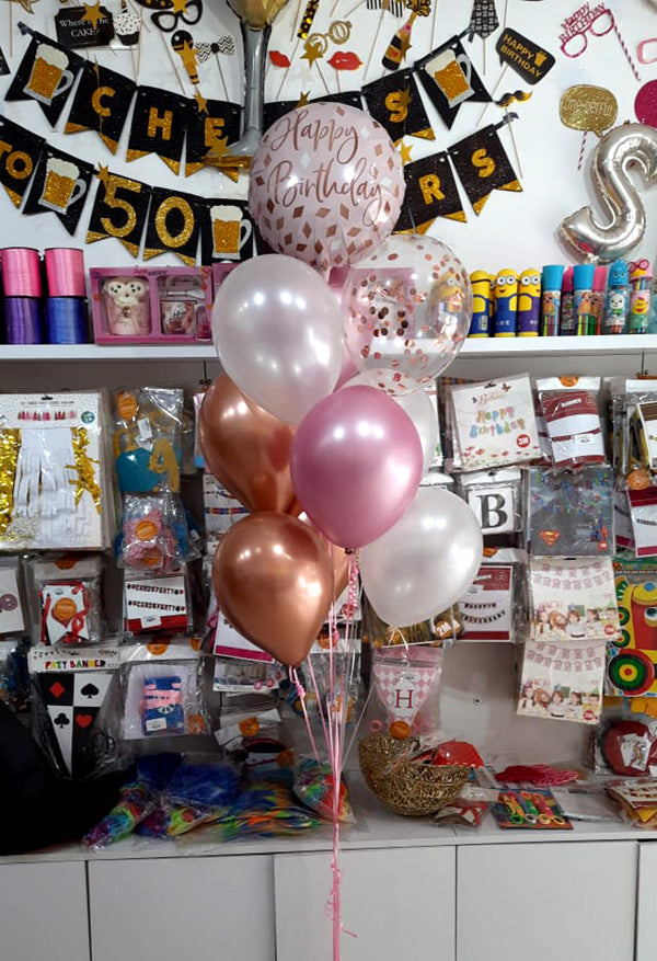 Birthday Chrome & Confetti Helium Balloon Bouquet