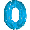 Blue sparkle number 0 foil balloon