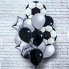 Soccer Theme Balloons Bouquet Set [16 Pcs] shown in the uninflated pack option for a themed celebration table and party photo display