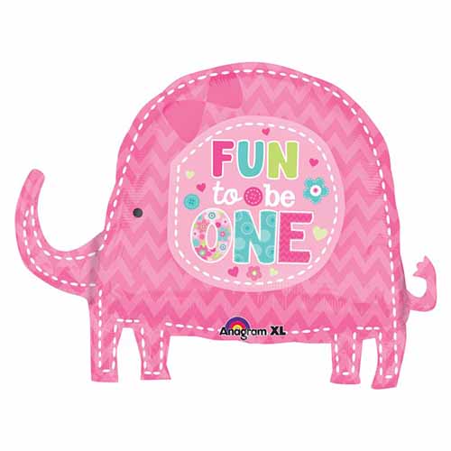 Fun to Be One Elephant Foil Balloon for 1st Birthday shown as a product reference for birthdays and themed gatherings and a coordinated party display.