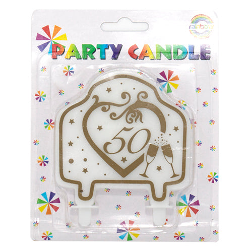 50th Golden Jubilee Wax Number Cake Candle