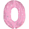 Pink sparkle number 0 foil balloon