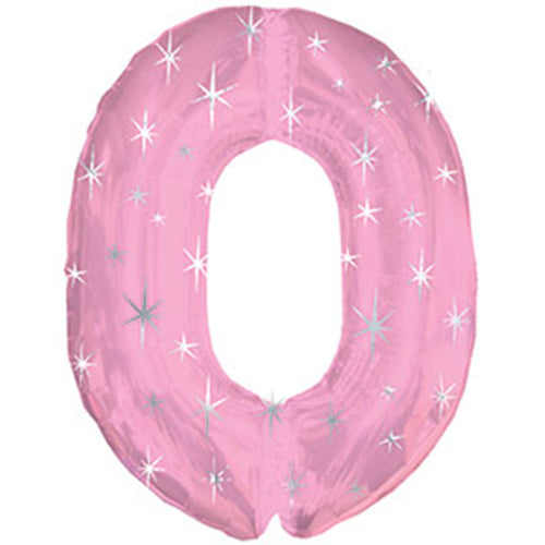 Pink sparkle number 0 foil balloon