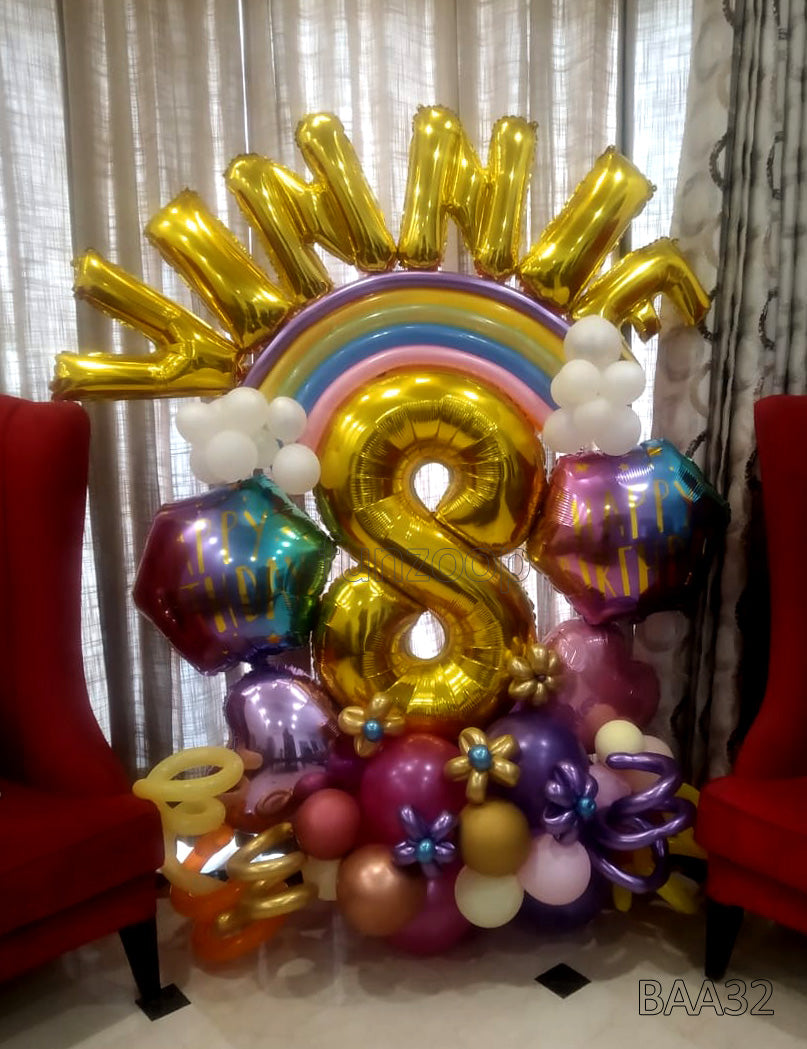 Rainbow Age Milestone Balloons Arrangement [BAA32]
