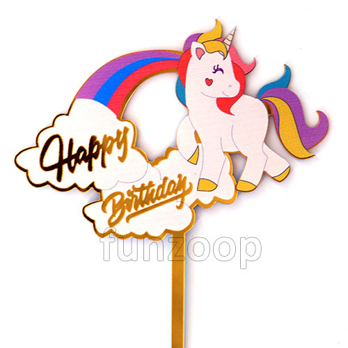 Unicorn Acrylic Birthday Cake Topper, Pastel