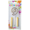 Wax Number Cake Candle, Digits 0–9, Assorted Colours, Number Nine (9)