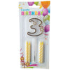 Wax Number Cake Candle, Digits 0–9, Assorted Colours, Number Three (3)