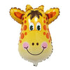 Cute Giraffe Face Shaped Jungle Theme Foil Balloon shown as a product reference for animal-themed birthdays and safari celebrations and a coordinated party display.