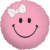 Girl smiley face foil balloon with cute hair bow design from Funzoop The Party Shop
Cute girl smiley foil balloon for birthday party decoration from Funzoop The Party Shop