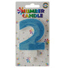 Glitter Wax Number Cake Candle, Digits 0-9, Blue / Number Digit 2