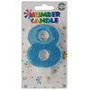 Glitter Wax Number Cake Candle, Digits 0-9, Blue / Number Digit 8