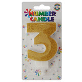 Birthday Glitter Number Cake Candle [Golden/ Silver / Pink / Blue] available in digits 0 to 9