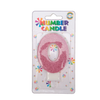 Glitter Wax Number Cake Candle, Digits 0-9, Pink / Number Digit 0