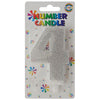 Glitter Wax Number Cake Candle, Digits 0-9, Silver / Number Digit 4