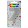 Glitter Wax Number Cake Candle, Digits 0-9, Silver / Number Digit 7