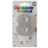 Glitter Wax Number Cake Candle, Digits 0-9, Silver / Number Digit 8