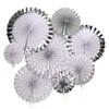 Fiesta Party Hanging Fans Decoration Set (8 Assorted Round Paper Fans) - Funzoop